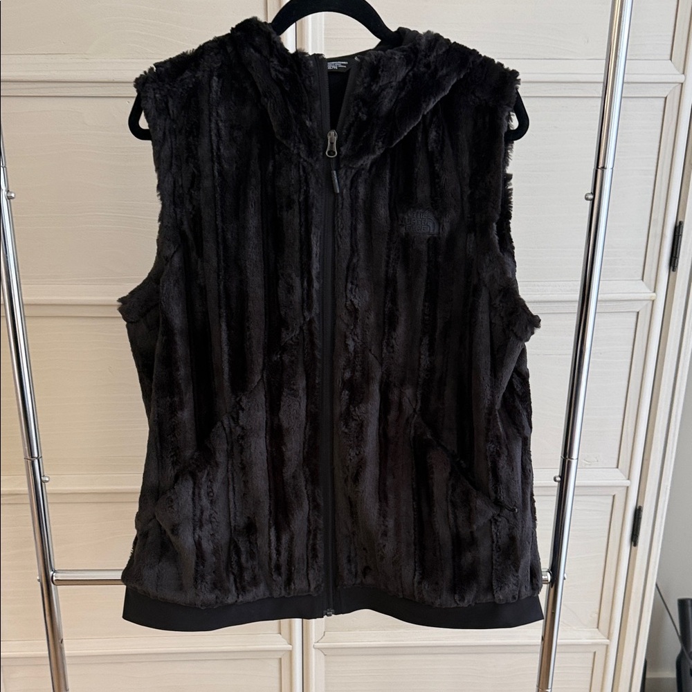 The North Face Black Faux Fur Hooded Vest